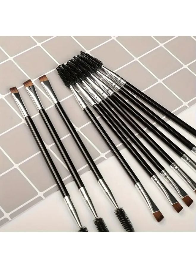 5.91 Inch Double Headed Eyeliner Eyebrow Brush Angled Mascara Spiral Eye Makeup Tool - Image 1